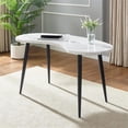thumbnail image 3 of Steve Silver Kinsley White Marble Desk and Gray Upholstered Chair Set, 3 of 6