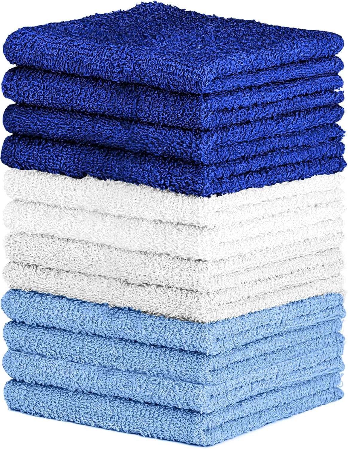 Cotton Washcloth Set 24 Pack Soft Absorbent Face Towels Reusable Durable Machine Washable Multi-Color 12x12 Inches for Bathroom Gym