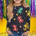 thumbnail image 1 of Blusas y camisas de manga larga con cuello redondo Camisas con estampados de manga larga Cuello redondo lindo Blusas casuales elegantes Ropa Camisas de cuello redondo Niña Top de poliéster, 1 of 5