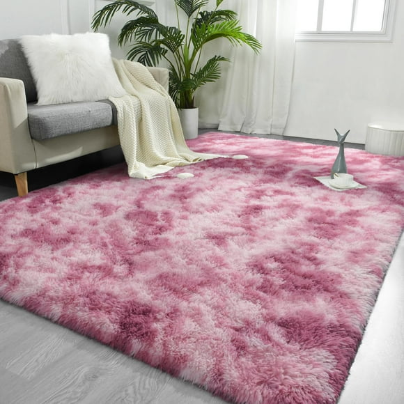 Alfombra FlyDoit de peluche peludo teñido con corbata, 183 x 274 cm