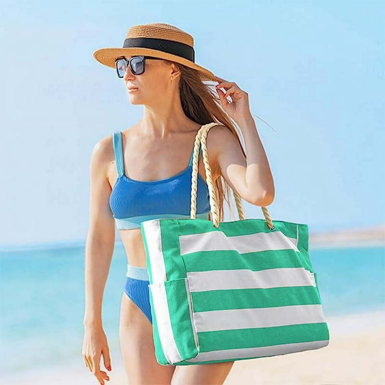Beach Bag for Women - Large Beach Tote Bag, Waterproof Sandproof Beach Bag  with Zipper, Tote Bag for Women, Pool Gym Travel