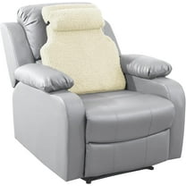 Sherpa Fleece Lumbar Support Pillow with Headrest, Memory Foam Recliner Chair Cushion for Back Pain, Big High Back Support with Chair Headrest for Elderly (Beige)