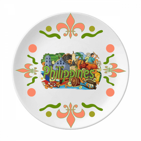 

Caguen Philippine Graffiti Flower Ceramics Plate Tableware Dinner Dish