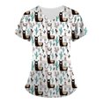 thumbnail image 1 of LSLJS Hauts à Manches Courtes à Col en V pour Femmes, Uniforme de Travail Imprimé avec Poche, Blouse, Hauts, Sarraus pour Femmes Grande Taille, 1 of 4