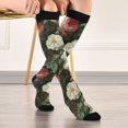 thumbnail image 5 of FORMRS Womens Knee High Socks Casual Long Thick Travel Daily Wear, 1 Pair, White and Pink Roses, 5 of 6