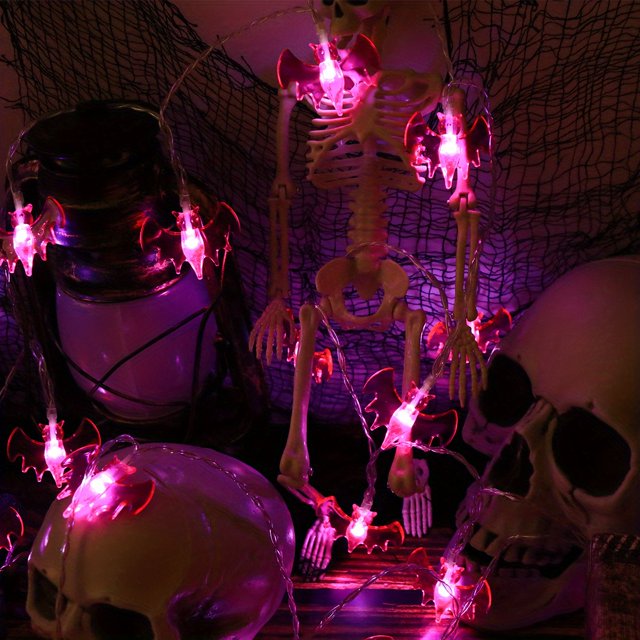 1pc Purple Bat Decoration Lights, Battery Operated For Bedroom Party Home Room Garden Hallowmas Decorations(Purple)Without Battery(1pc 59.06inch/4.92ft 10 Led Or 1pc 118.11inch/9.84ft 20 Led Or 1pc 17