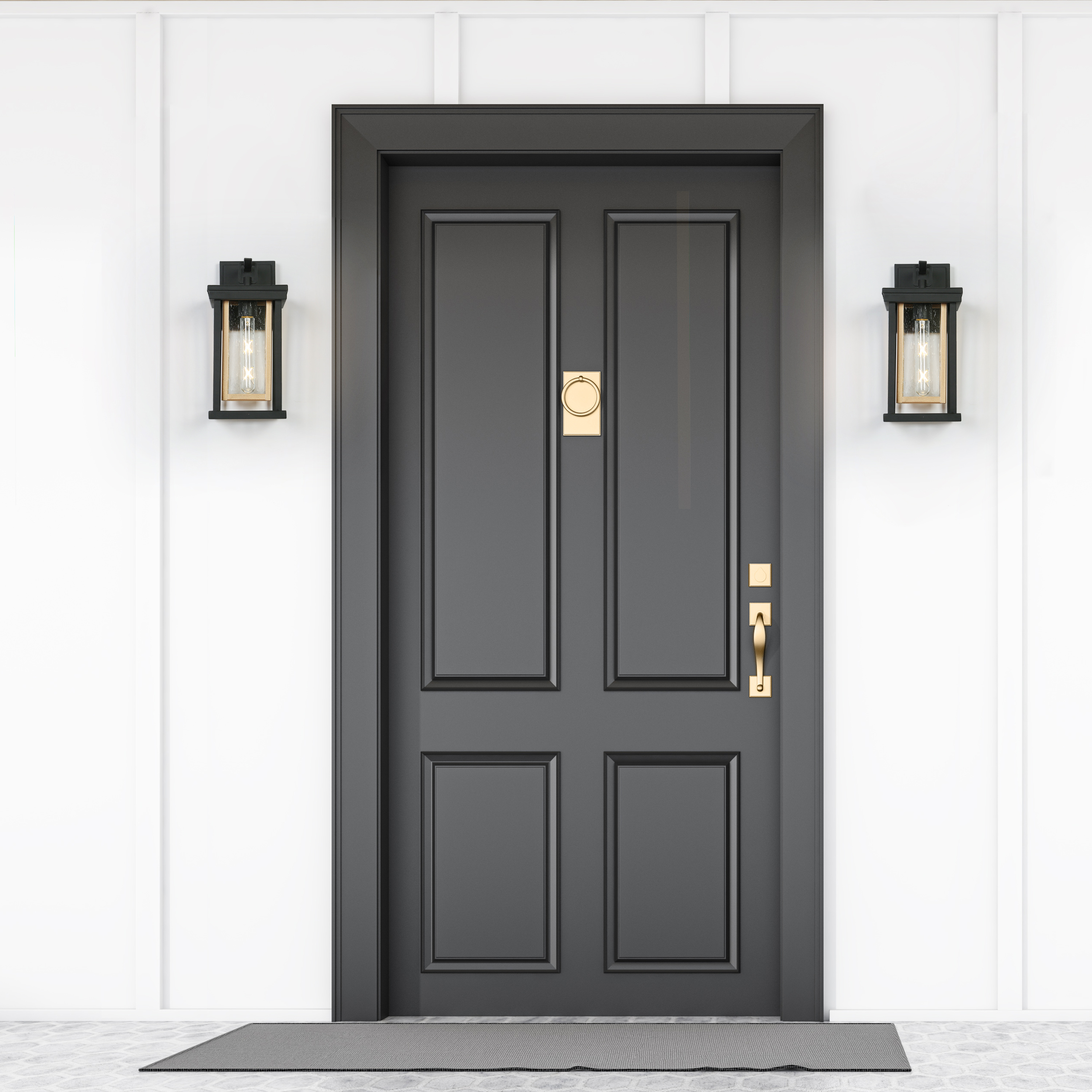 LNC Hewifda 1-Light 13.6-in H Matte Black LED Outdoor Wall Light