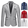 thumbnail image 5 of Lohuatrd Men Suit Coat Formal Business Style Single Button Cardigan Slim Fit Long Sleeve Turn-down Collar Solid Color Groom Groomsman Wedding Suit Jacket, 5 of 7