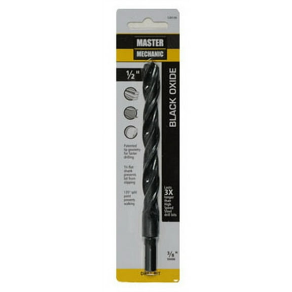 Master Mechanic 120139 Black Oxide Drill Bit, Jobber Length, .5 x 6-In. - Quantity 1