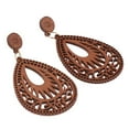 thumbnail image 5 of Bohemian Women Wooden Ears Dangle Pendant Hook Ears Coffee Color, 5 of 6