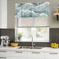 thumbnail image 4 of Teal Ombre Curtain Valances for Windows, Kitchen Valance Window Treatments Panel 2 Pack, Modern Geometric Moire Abstract Art Rod Pocket Short Curtains for Bathroom Bedroom 42 x 12 Inch, 4 of 8