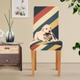 thumbnail image 4 of Yayeee 4 Pack Dining Chair Covers Stretch Parson Chairs Slipcovers Seat Protector, Beige Stripes, 4 of 6