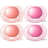 Philips Avent Ultra Soft Pacifier, 6-18 Months, Pink/Peach, 4 Pack, SCF213/42