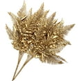 thumbnail image 2 of Christmas Artificial Plants Decoration, Plastic Golden Shrubs Plant Simulation Boston Leaves Fake Fern Grass for Wedding Party Indoor DIY Home Office Table Centerpieces Decor - Gold 2 Pack, 2 of 5