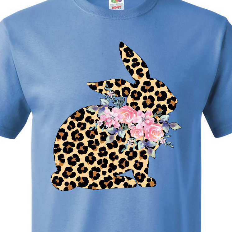 Inktastic Leopard Print Bunny Flowers T-Shirt - image 3 of 4