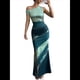 thumbnail image 3 of Vestido Tie Dye para Mujer, Sin Mangas, Fruncido, con Hombros Descubiertos y Ajustado Verde XL, 3 of 8