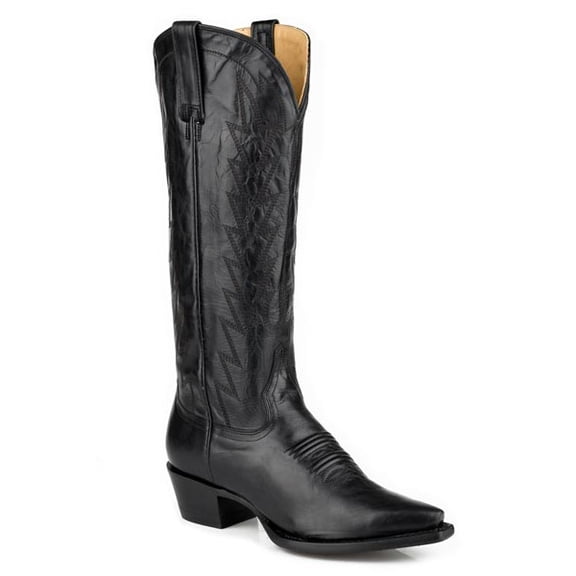 Women's Stetson Dove Leather Boots Snip Toe Handcrafted Black
