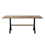 5.75' Brown and Black Rectangular Home Furniture and Collections Standlake Slatted Outdoor Dining Table