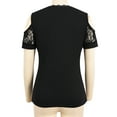 thumbnail image 4 of LilyLLL Womens Goth Lace Cold Shoulder Short Sleeve Blouse T Shirt Tops, 4 of 5