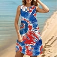 thumbnail image 2 of Midsumdr American Flag Sundresses for Women 2025 4th of July Stars Stripe Printed Patriotic Independence Day Mini Dress Casual O Neck Sleeveless Loose Plus Size Beach Summer Dresses, 2 of 5