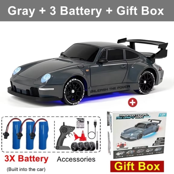 ATJIA 1:24 4WD RC Drift Car with LED Light 2.4G Radio 20KM/H High Speed Remote Control Racing Cars Vehicle Model Toy Gift