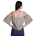 thumbnail image 4 of Moomaya Womens Printed Off The Shoulder Crop Top Flounce Sleeve Summer Clothing Boho Blouse, 4 of 6
