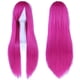 thumbnail image 1 of Zhuge Pelucas de cabello natural liso de 80 cm de largo para cosplay con flequillo, peluca colorida para fiesta de disfraces de Halloween para niña (rosa), 1 of 3