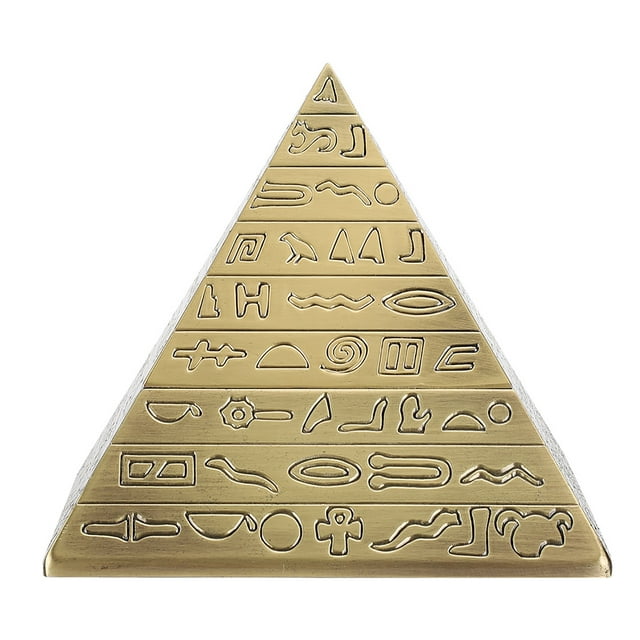 Cenicero de metal con tapa Adornos de oficina retro Regalos para fumar Forma de pirámides egipcias (bronceado)