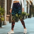 thumbnail image 4 of Renewold Rainbow Paw Print Pocket Yoga Leggings for Women Yoga Pants Tights Ultra Soft Slim Basic Pants Casual Active Yoga Leggings for Workout Sports Disco Party, XL, 4 of 8