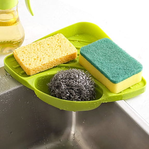 Sponges Kitchen Sink Corner Shelf Wall Cuisine Dish Rack