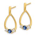 thumbnail image 2 of Auriga Fine Jewelry 14K Yellow Gold Blue and White Sapphire Dangle Earrings for Women (L- 0.87 inch, W- 0.44 inch), 2 of 6