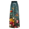 thumbnail image 4 of WTOBBY Women's High Waisted Wide Leg Pants Summer Casual Flowy with Pockets and Floral Print,Beach Trousers Designed for Hot Weather Comfort, Breezy Days and Sun Protection in Style,Blue L, 4 of 4