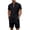 Black, variant on Mens 2 Piece Short Sets Big and Tall Henley Linen T Shirts Side Tie Jogger Shorts Summer Beach Outfits Sets
