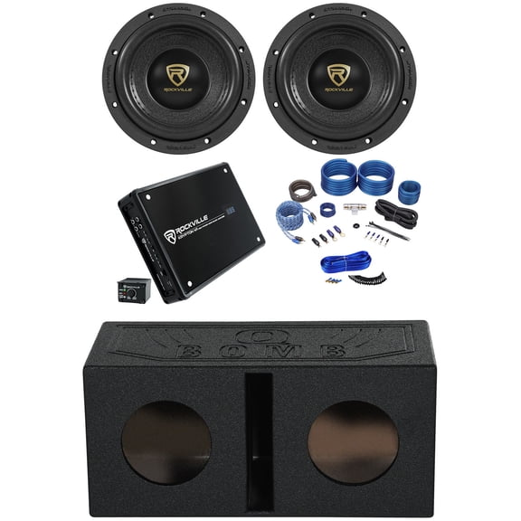 2) Rockville W65K9D4 6.5" 1000w Subwoofers Bedlined Vented Box Amplifier Amp Kit