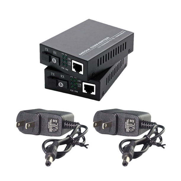 Transceptor de fibra óptica de 1 par, 100 Mbps, 20 km, monomodo, fibra óptica, convertidor de medios Gigabit SC, 1310/1550 nm, enchufe estadounidense