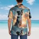 thumbnail image 4 of Fotbe Cloud Border Collie Camisa Hawaiana para Hombre Unisex – Camisa Casual de Verano con Botones de Manga Corta de Algodón y Lino,Medium, 4 of 7