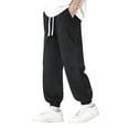 thumbnail image 2 of Elvqul Mens Pants Big and Tall Drawstring Joggers for Men Sports Pants with Pockets Solid Lounge Casual Elastic Waist Loose, 2 of 6