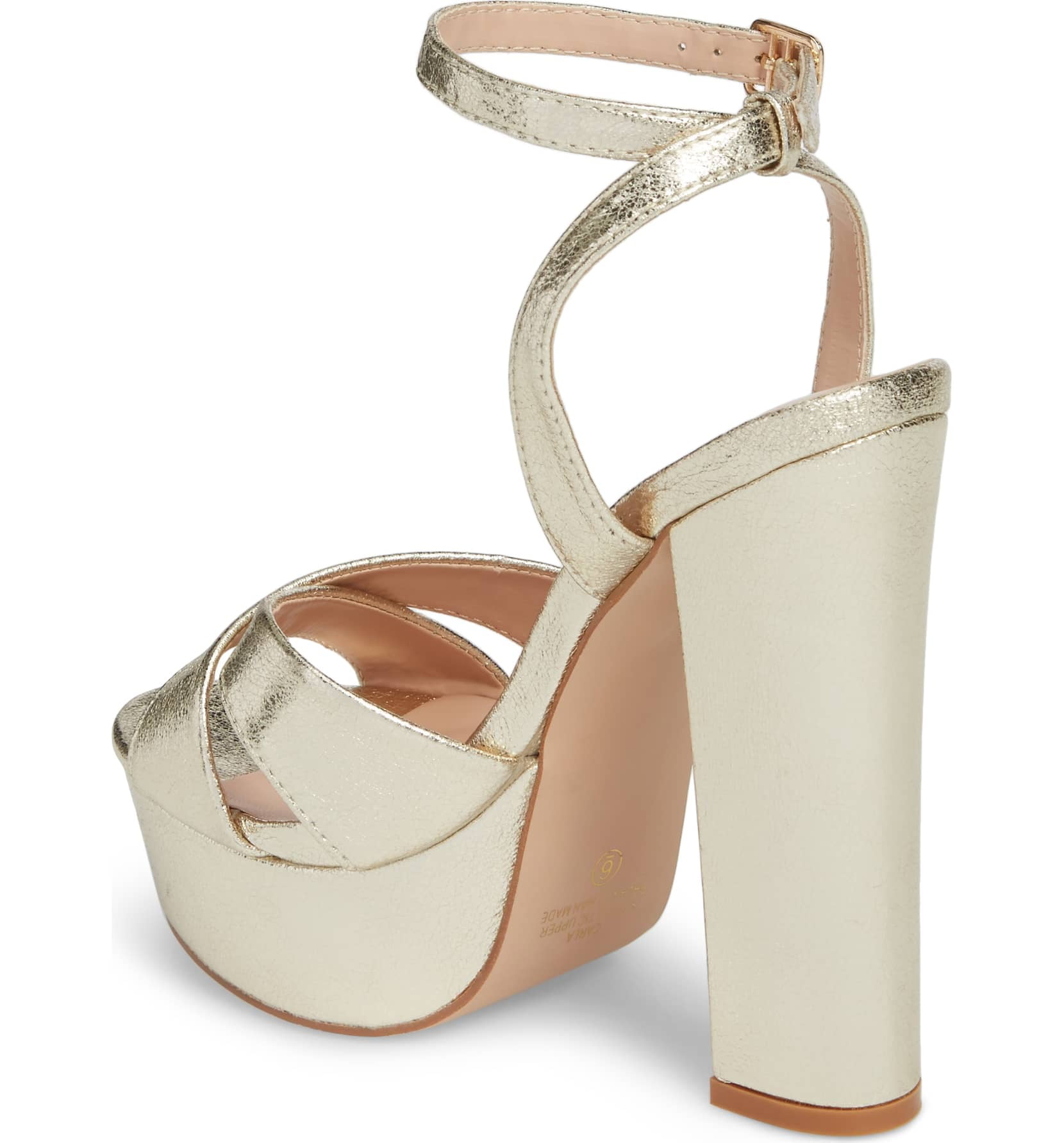 SCHUTZ Lauren Lorraine Carla Gold Platform High Heeled Retro Open Toe Pump Sandals