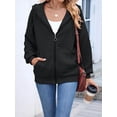 thumbnail image 5 of Zip Up Hoodie Women Long Sleeve Sweatshirts Fall Outfits Oversized Hoodies Casual Fashion Jackets Black XXL, 5 of 7