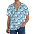 thumbnail image 7 of Lsque Golf Balls 1 print Men's Cuban Collar Short Sleeve Shirt Summer Beachwear Casual Button Down Fashionable Vacation Leisure Shirt-4X-Large, 7 of 7