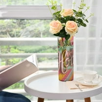 Sweet Home Striped Vases for Flowers Modern Decorative Vase Home Decor for Bedroom Kitchen Living Room Centerpieces