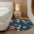 thumbnail image 3 of Sports Theme Round Area Rug 5ft Washable Large Round Rug for Living Room, Soft Non-Slip Circle Rugs for Dining Room, Cartoon Soccer Baseball Basketball Star Blue Carpet for Bedroom Entryway Office, 3 of 9