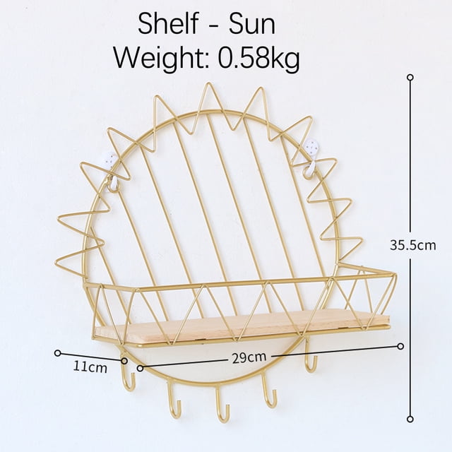 Birdeem Creative Household Multifunctional Iron Mesh Hook Wall-Mounted Shelf, Living Room Wall Decoration Storage Rack