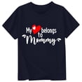thumbnail image 3 of Wuxian Children Toddler Baby Girls Shirts Short Sleeve Tee My Heart Belongs To Mommy Letter Tee Casual Round Neck Loose Fit Relaxed Comfort Summer Mother'S Day T-Shirt Top ,Black,12-13 Years, 3 of 3