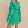 thumbnail image 4 of Bcresic Clearance Womens Nightgowns Plush Hooded Robes Fuzzy Sherpa Pajamas Cropped Loungewear Daul Fleece Sleepwear Winter Warm Nightgown with Waisthand Saving,Mint Green,Small, 4 of 7