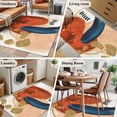 thumbnail image 5 of Area Rug for Living Room, Orange Blue Boho Non-Slip Indoor Large Carpet for Bedroom/Dining Room, Farmhouse Geometric Golden Striped Washable Low-Profile Rectangle Floor Runner Rugs - 4 x 6 Ft, 5 of 7