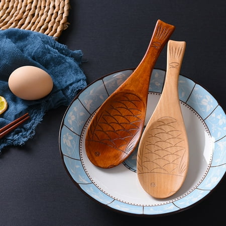

SPRING PARK Wooden Rice Spoon Rice Cooker Spatula Utensils Wood Rice Paddle Non Stick Rice Spatula Kitchen Cooking Salad Tongs Rice Serving Spoon