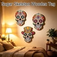 thumbnail image 6 of Sugar Skull Decor Wooden Wall Art 8 Inch Hanging Wall Decor Halloween Wall Decor Day of The Dead Decor Indoor Outdoor Fall Decoration White Floral Wall Art, 1 Pack, 6 of 6