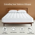 thumbnail image 2 of Queen Mattress Pad - Quilted Fitted Mattress Topper Protector, Soft Noiseless Pillow Top Cover with 8-21" Deep Pocket, Cooling Breathable 4D Spiral Fiber 60x80" White, Basic Plush (130 GSM), 2 of 7