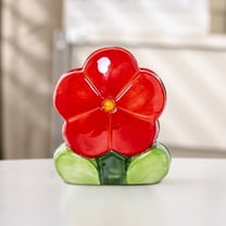 Gmogad Chinoiserie Ceramic Pen Holder 4.8" Multi-Functional Makeup Brush Pot Cute Flower Design Desk Organizer for Office Home Decor